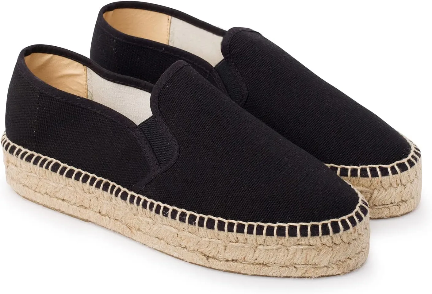 Palma Sustainable Platform Slip on Espadrilles for Women - Classic Style Breathable Eco Canvas Upper, Comfy Insole with Jute Midsole, Handmade Shoes, Made in Spain