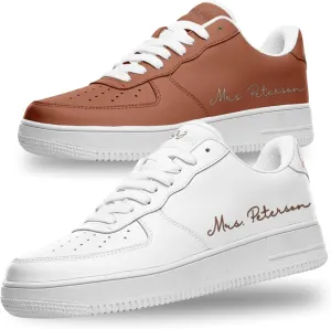 Personalized Wedding Sneakers, Terracota Wedding Bride and Groom Matching Skeakers Classic Low-Top Style Mr and Mrs Custom Name and Number