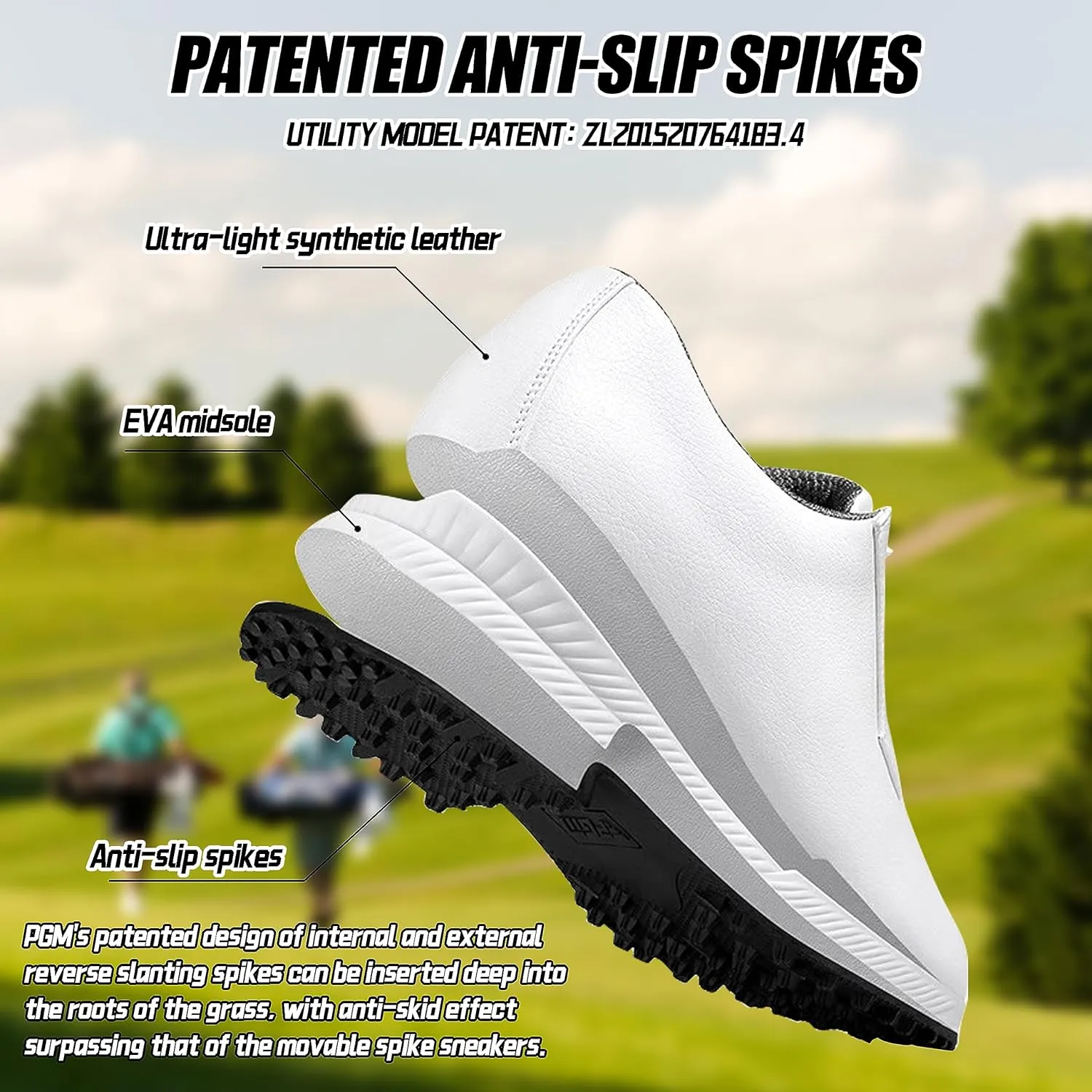 PGM Golf Shoes Mens - Summer Breathable Mens Golf Shoes Spiked - Golf Training Sport Sneakers Anti Slip Walking Footwears Outdoor