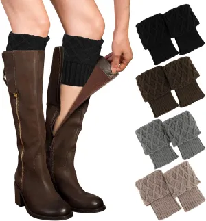 PHOGARY 4 Pairs Winter Warm Boot Cuffs for Women, Crochet Knitted Boot Socks Short Leg Warmers Boot Topper Socks Leg Cuffs