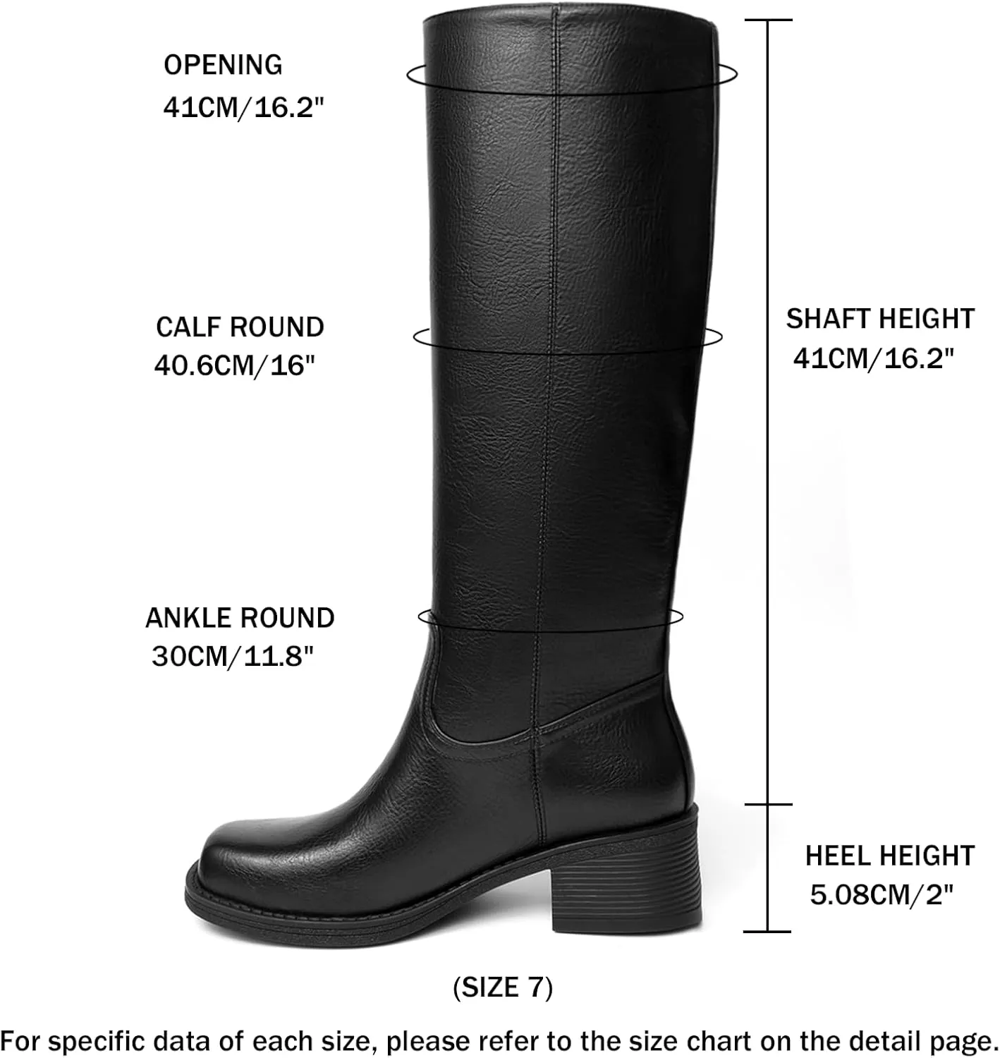 Platform Women's Knee High Square Toe Chunky Block Heel Long Wide Calf Riding Pull On Campus Boots