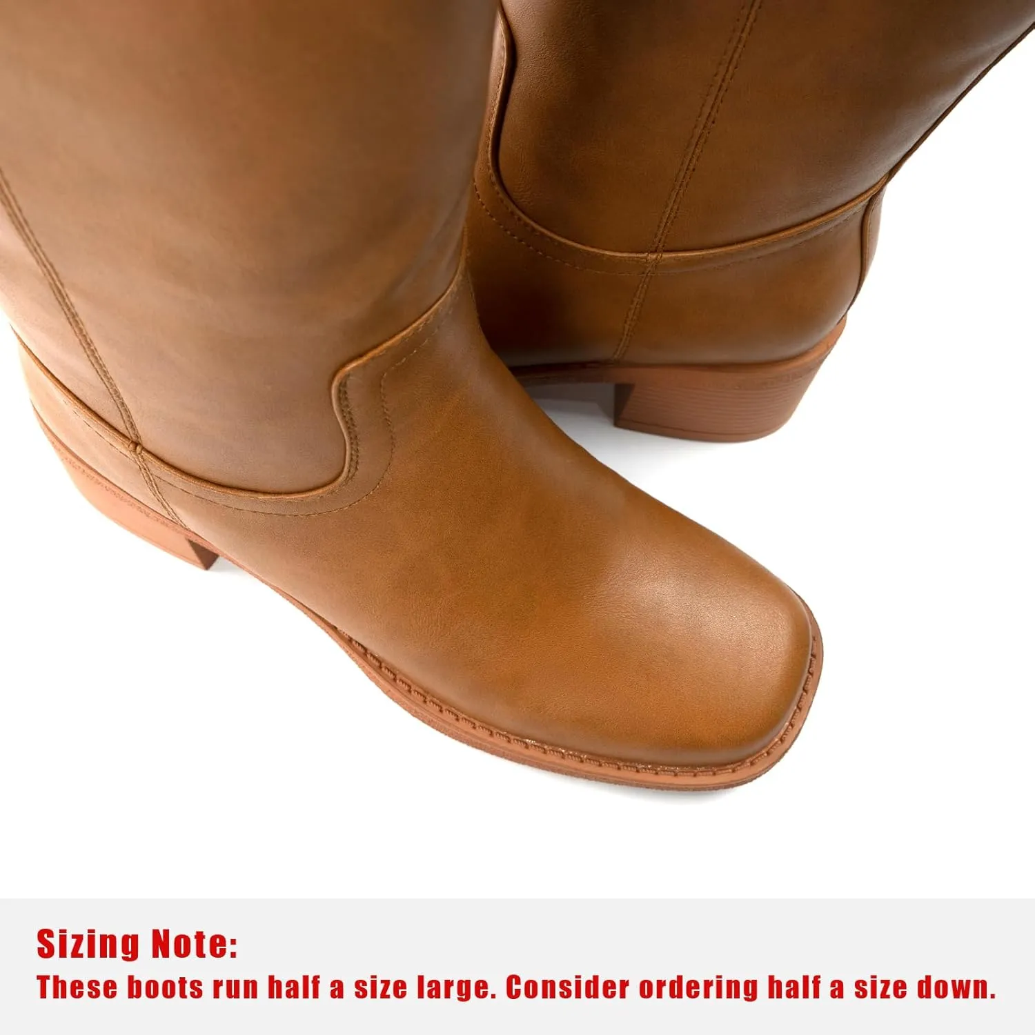 Platform Women's Knee High Square Toe Chunky Block Heel Long Wide Calf Riding Pull On Campus Boots