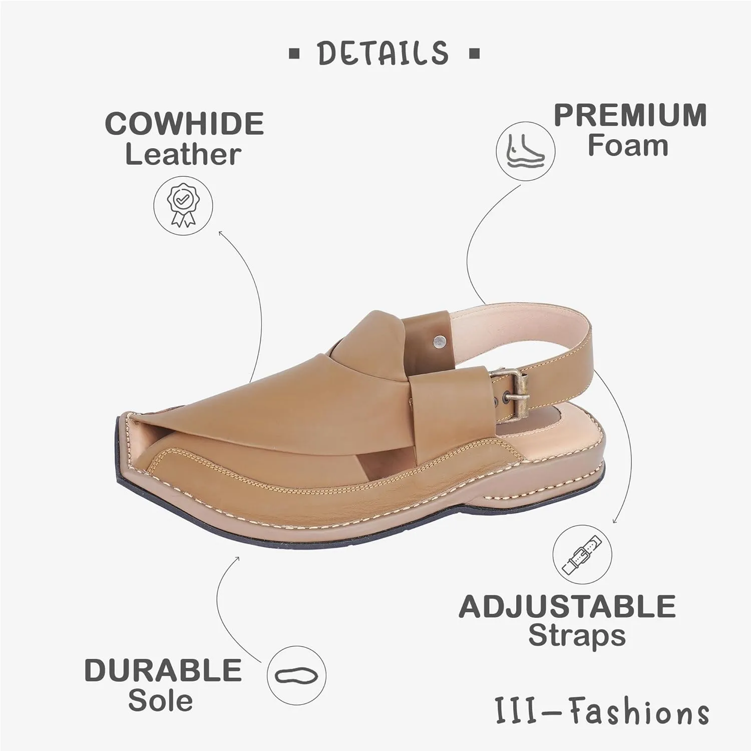 Premium Men's Black Genuine Cowhide Leather Sandals - Comfortable Double Sole Summer Footwear