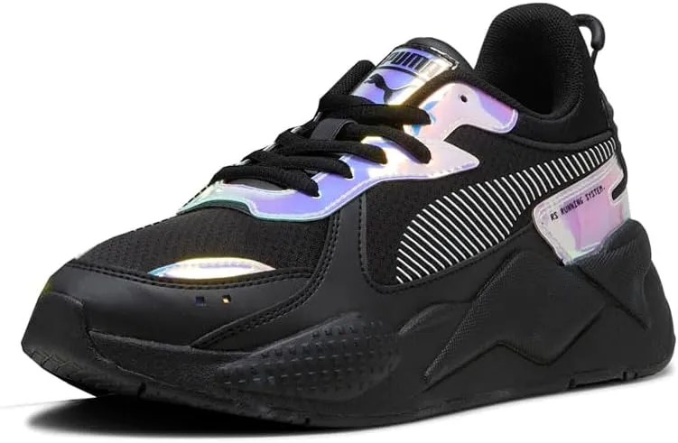 PUMA Womens Rs-X Metallic Lace Up Sneakers Shoes Casual - Black