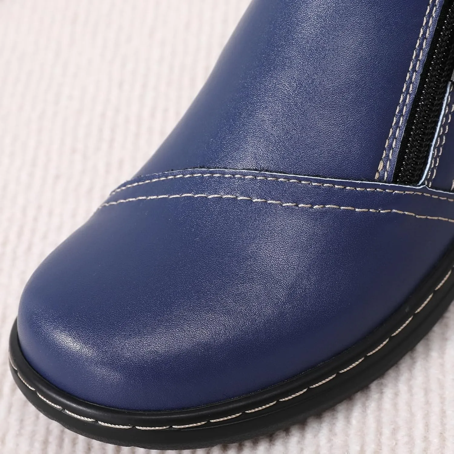 QAE Loafers for Women Comfort Women's Penny Loafers with Zipper Orthopedic Lightweight Slip-On Flats Casual Work Dressy Walking Business Shoes