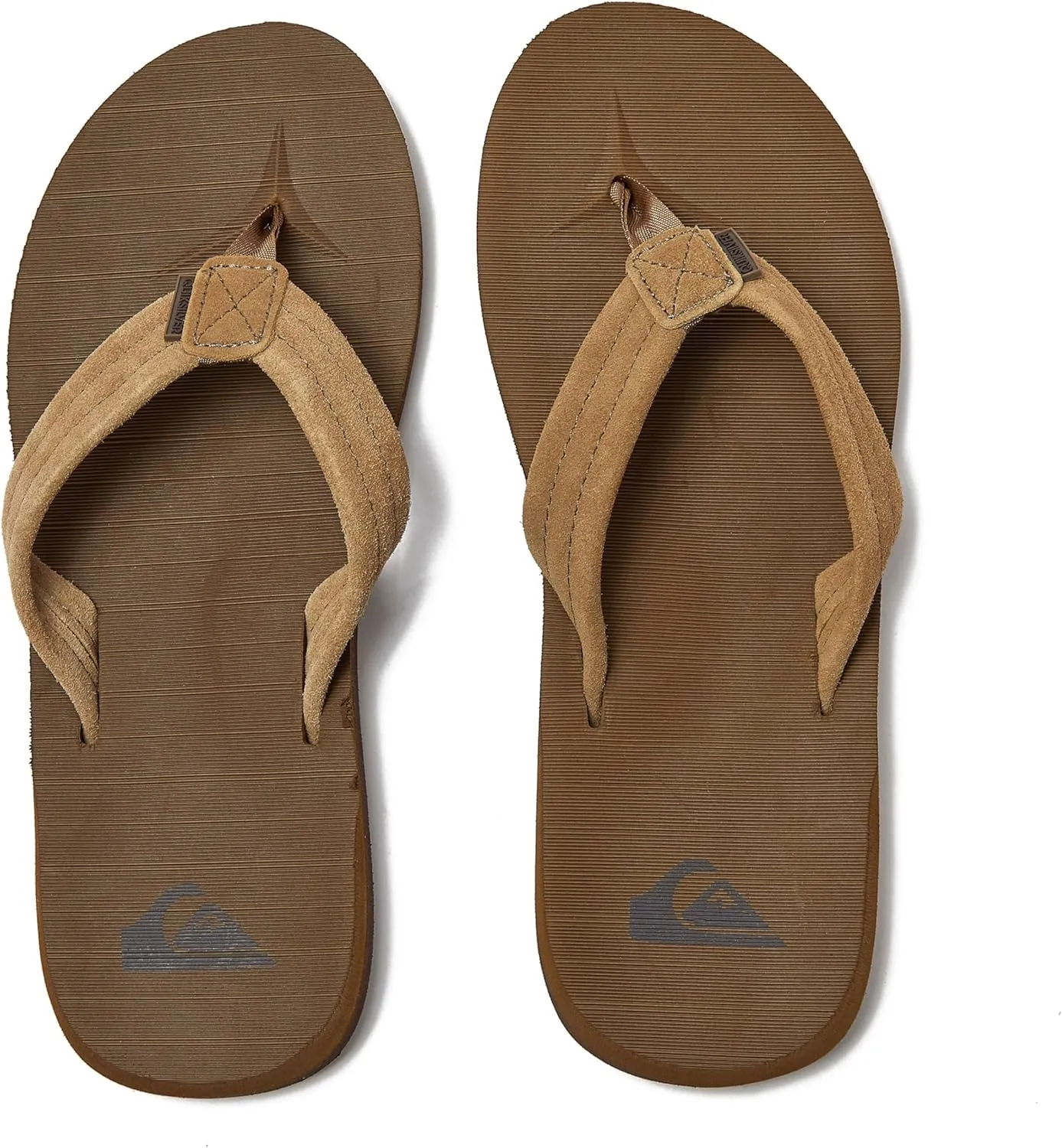 Quiksilver Carver Suede Flip Flops for Men, Arch Support Athletic Mens Sandals, Size 6 to 16 Thong Mens Slides