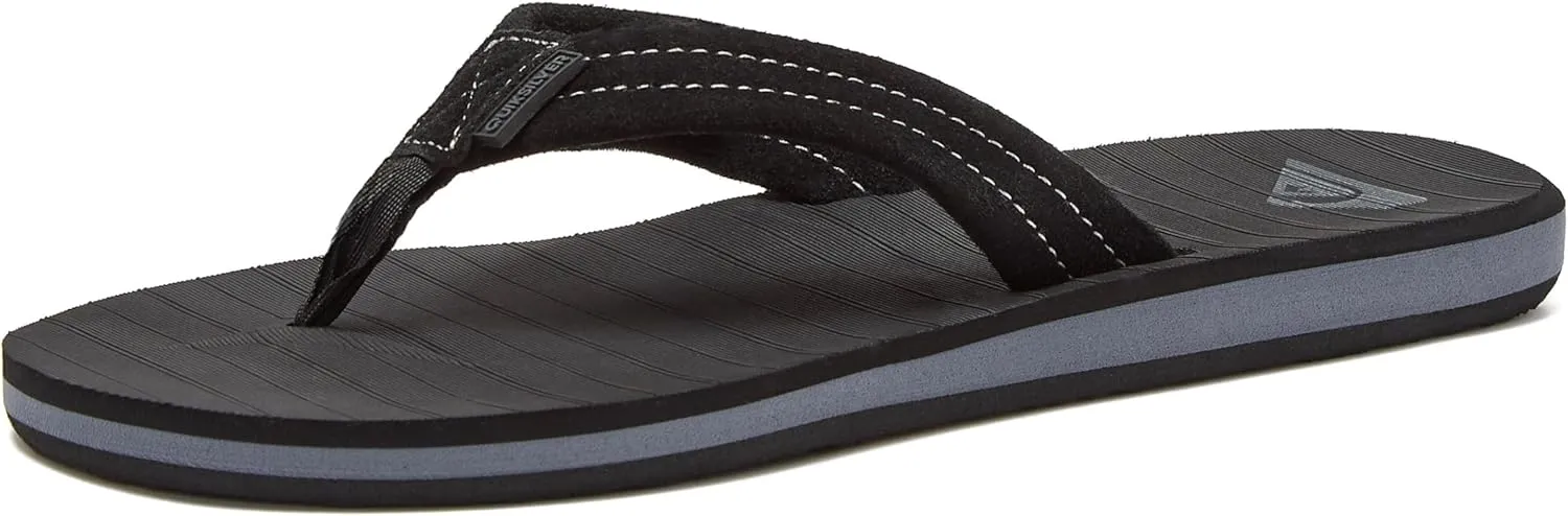 Quiksilver Carver Suede Flip Flops for Men, Arch Support Athletic Mens Sandals, Size 6 to 16 Thong Mens Slides