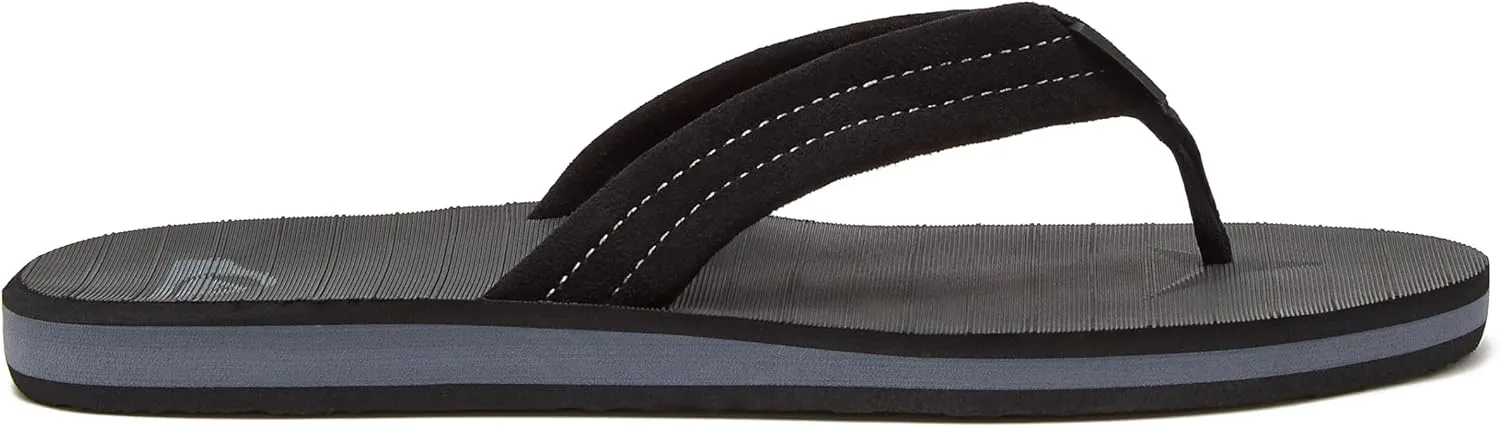 Quiksilver Carver Suede Flip Flops for Men, Arch Support Athletic Mens Sandals, Size 6 to 16 Thong Mens Slides