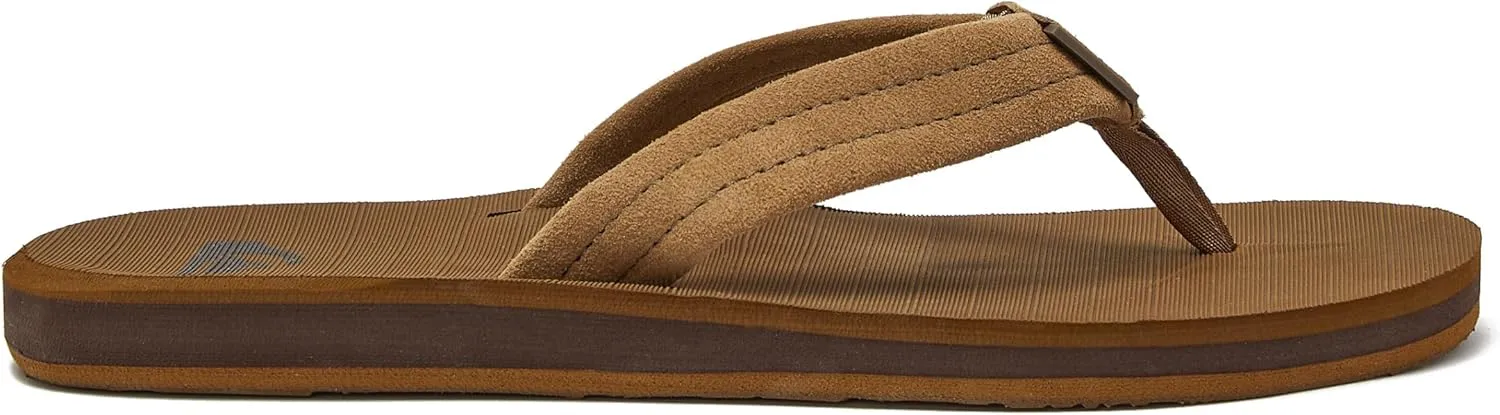 Quiksilver Carver Suede Flip Flops for Men, Arch Support Athletic Mens Sandals, Size 6 to 16 Thong Mens Slides