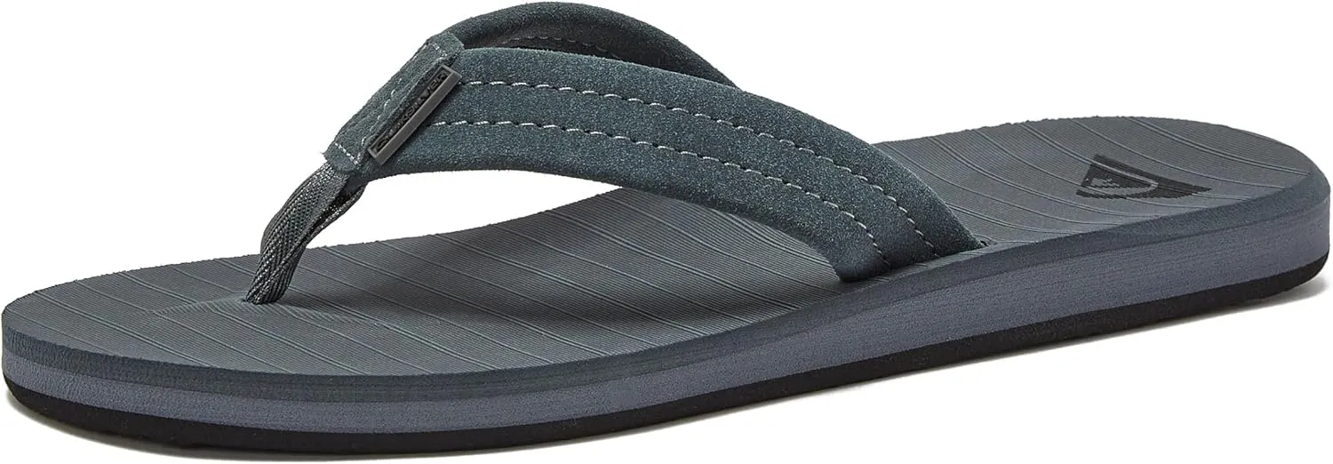 Quiksilver Carver Suede Flip Flops for Men, Arch Support Athletic Mens Sandals, Size 6 to 16 Thong Mens Slides