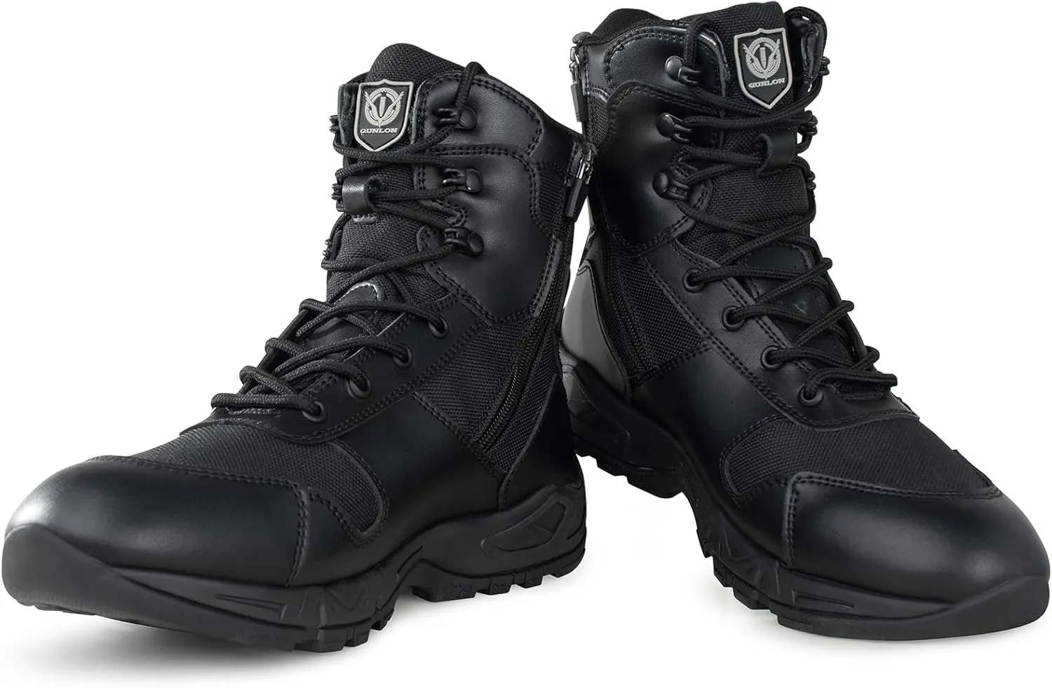 QUNLON Tactical Military Combat Boots Lightweight Desert Jungle Army Work Outdoor Motorcycle Boots Side Zipper