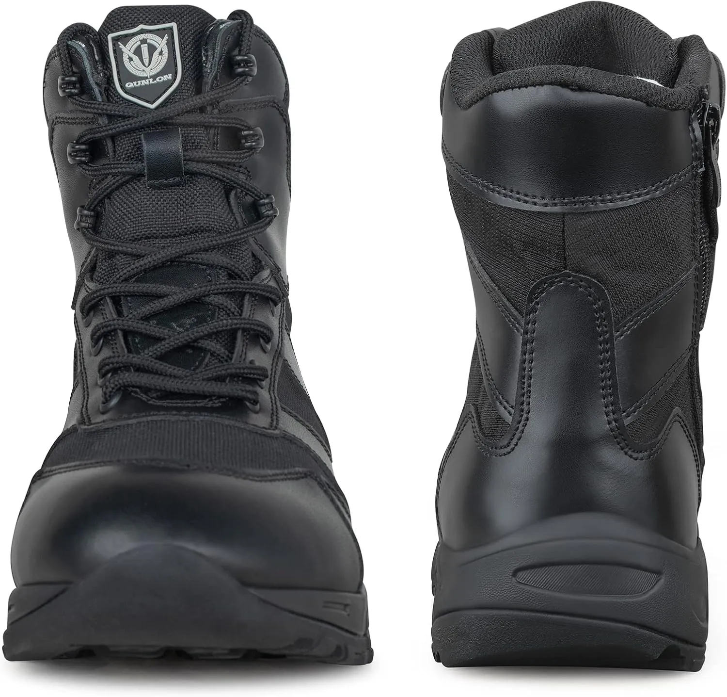 QUNLON Tactical Military Combat Boots Lightweight Desert Jungle Army Work Outdoor Motorcycle Boots Side Zipper