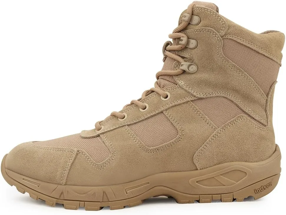 QUNLON Tactical Military Combat Boots Lightweight Desert Jungle Army Work Outdoor Motorcycle Boots Side Zipper