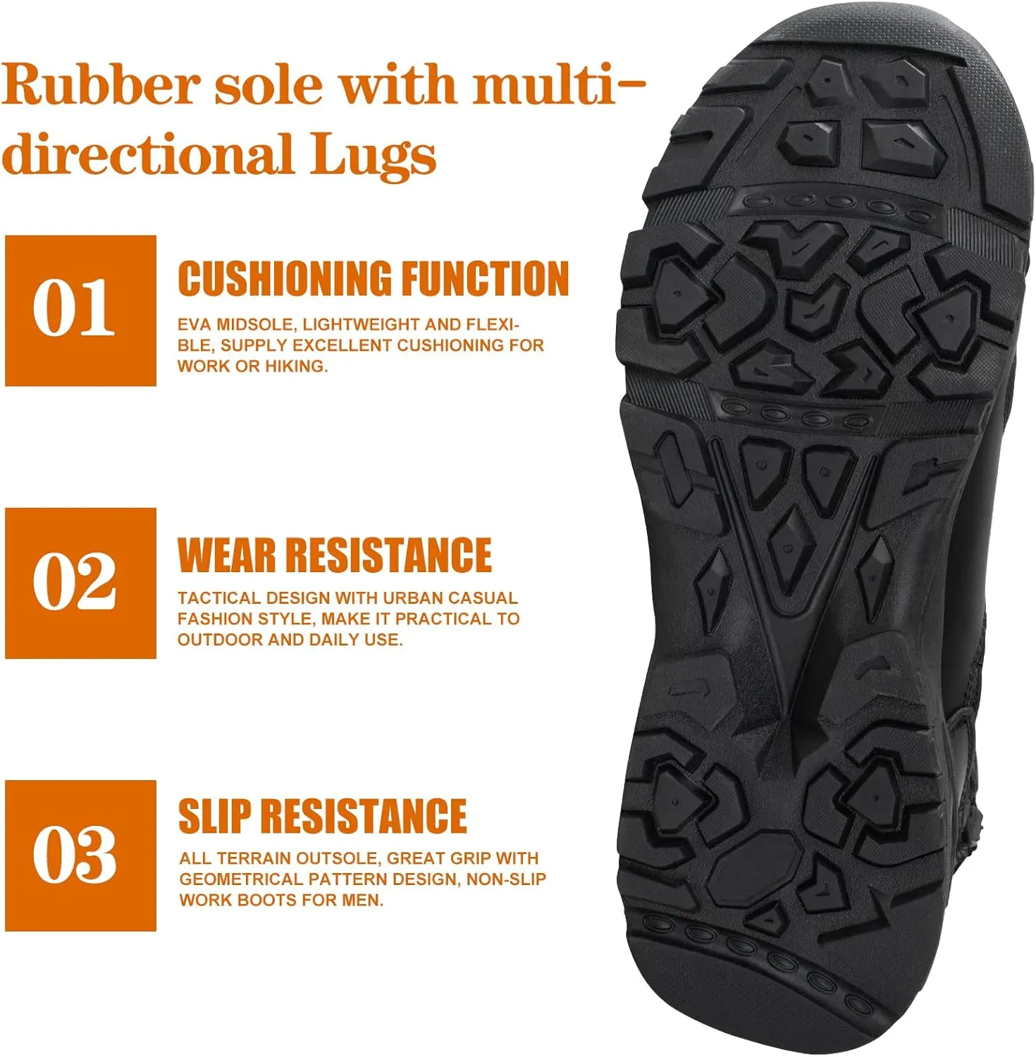 QUNLON Tactical Military Combat Boots Lightweight Desert Jungle Army Work Outdoor Motorcycle Boots Side Zipper
