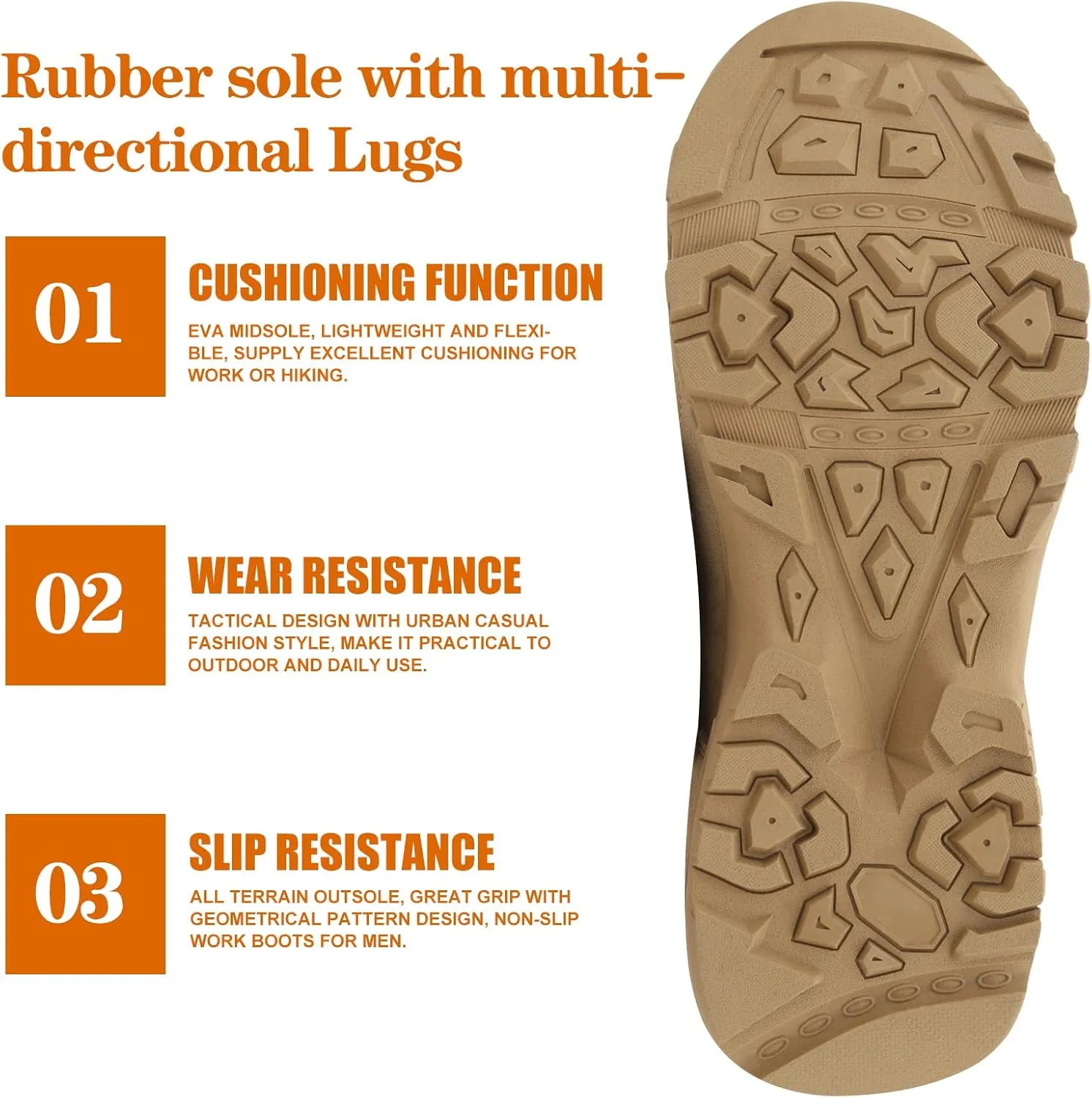 QUNLON Tactical Military Combat Boots Lightweight Desert Jungle Army Work Outdoor Motorcycle Boots Side Zipper