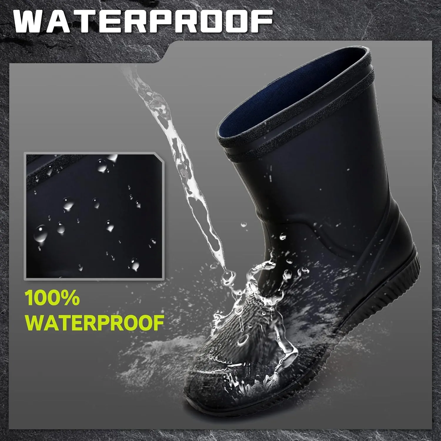 Rain Boots for Women，Waterproof Garden Rubber Boots, Non-slip Width Mid-Calf Comfort Short Boots, Ankle Rainboots Boots, Lightweight Platform Mud Boots Water Shoes for Outdoor Working Fishing