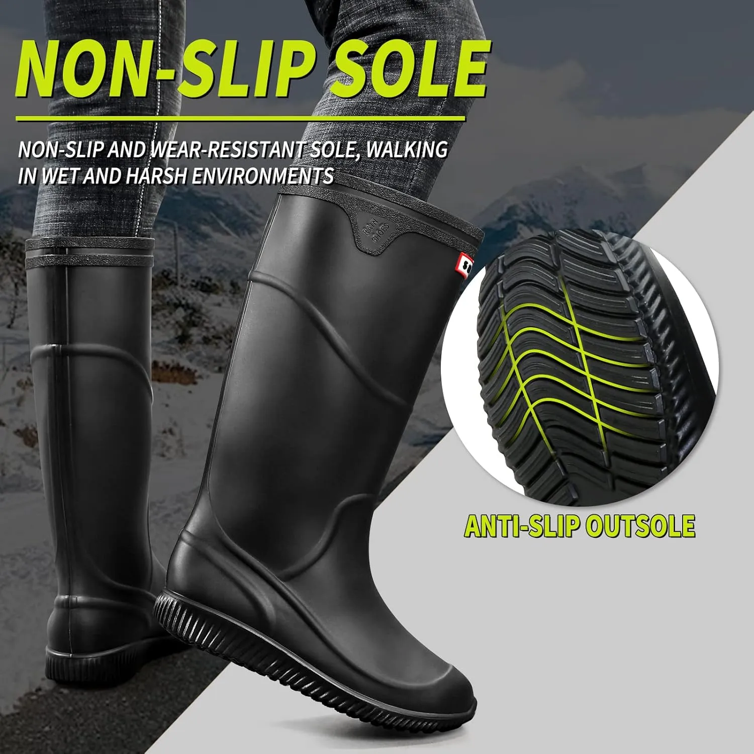 Rain Boots for Women，Waterproof Garden Rubber Boots, Non-slip Width Mid-Calf Comfort Short Boots, Ankle Rainboots Boots, Lightweight Platform Mud Boots Water Shoes for Outdoor Working Fishing
