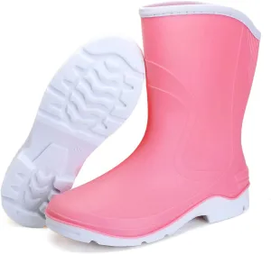 Rain Boots for Women，Waterproof Garden Rubber Boots, Non-slip Width Mid-Calf Comfort Short Boots, Ankle Rainboots Boots, Lightweight Platform Mud Boots Water Shoes for Outdoor Working Fishing