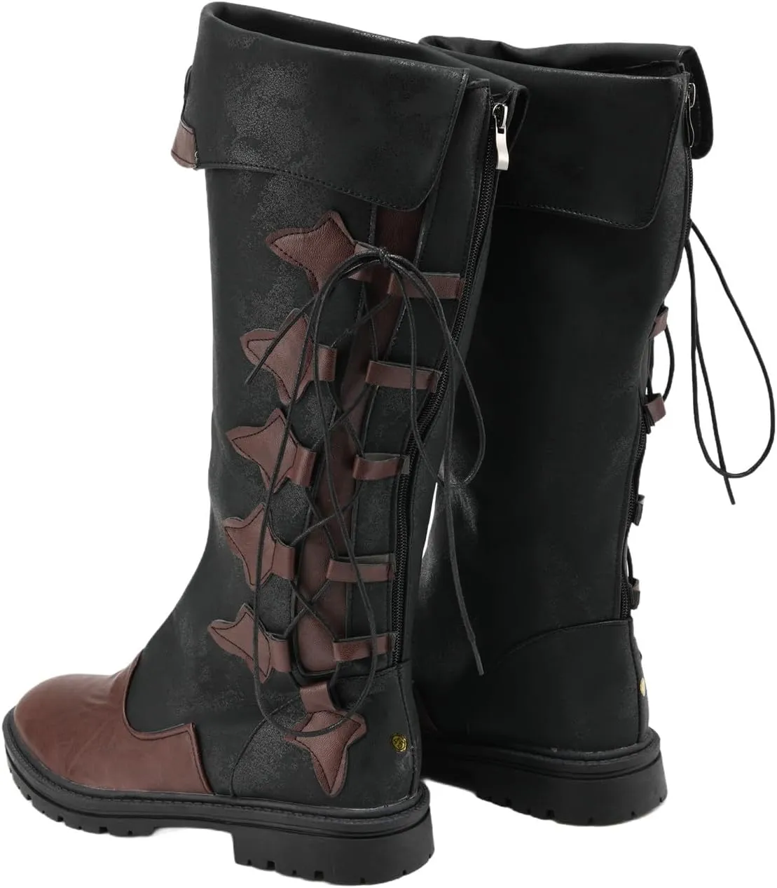 Retro Medieval Cosplay Halloween Leather Boots Gothic Distressed Lace Up Nordic Viking Pirate Knight Men Women Tied Shoes