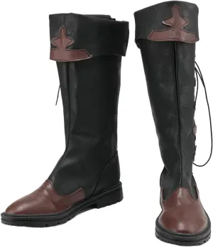 Retro Medieval Cosplay Halloween Leather Boots Gothic Distressed Lace Up Nordic Viking Pirate Knight Men Women Tied Shoes