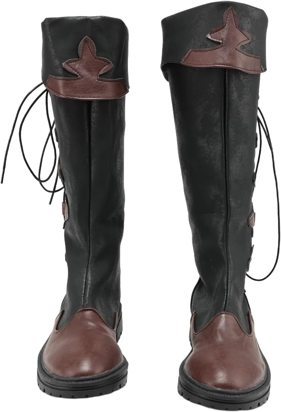 Retro Medieval Cosplay Halloween Leather Boots Gothic Distressed Lace Up Nordic Viking Pirate Knight Men Women Tied Shoes