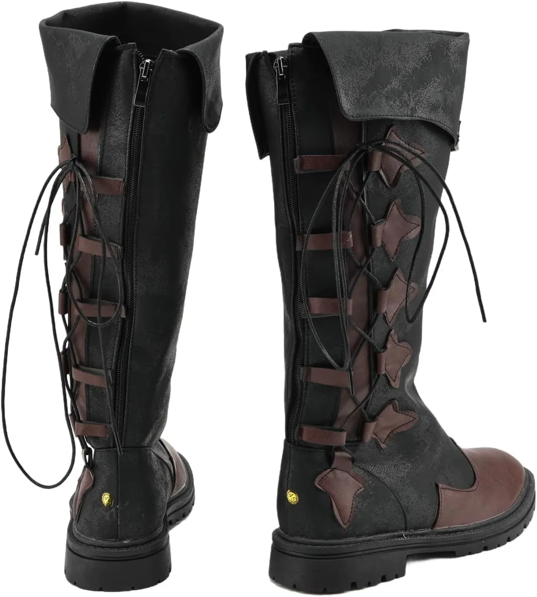 Retro Medieval Cosplay Halloween Leather Boots Gothic Distressed Lace Up Nordic Viking Pirate Knight Men Women Tied Shoes