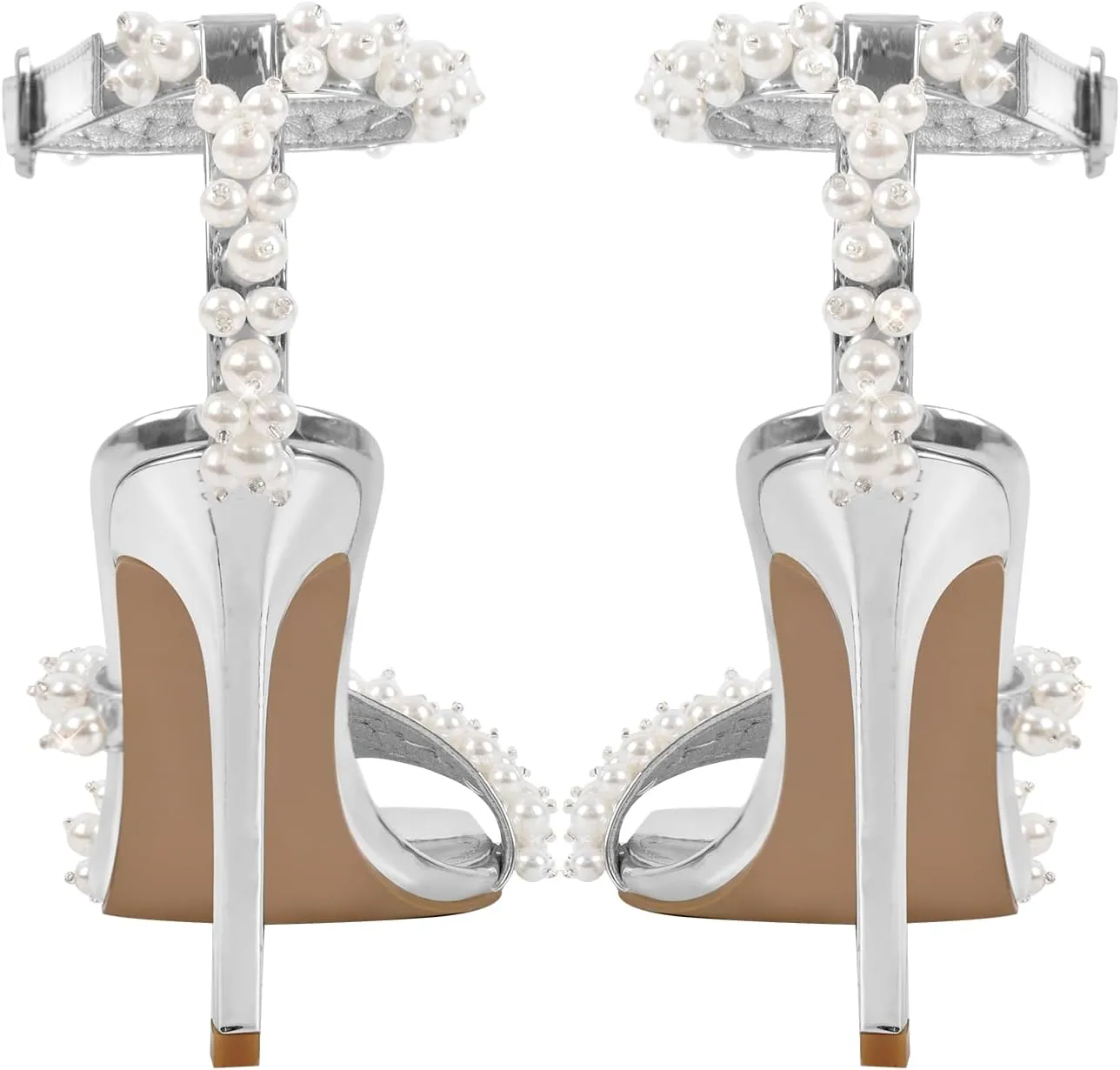 Richealnana Women's Clear Heel Rhinestones Sparkly Diamonds Ankle Straps Sandals For Party Prom