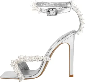 Richealnana Women's Clear Heel Rhinestones Sparkly Diamonds Ankle Straps Sandals For Party Prom