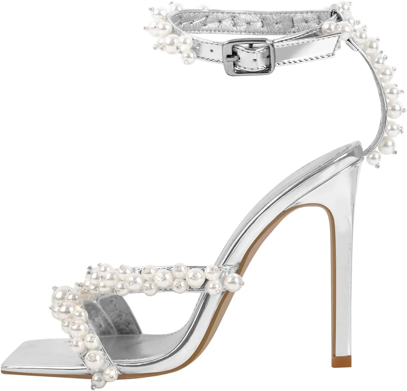 Richealnana Women's Clear Heel Rhinestones Sparkly Diamonds Ankle Straps Sandals For Party Prom