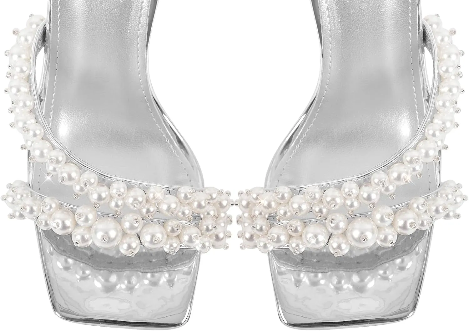 Richealnana Women's Clear Heel Rhinestones Sparkly Diamonds Ankle Straps Sandals For Party Prom