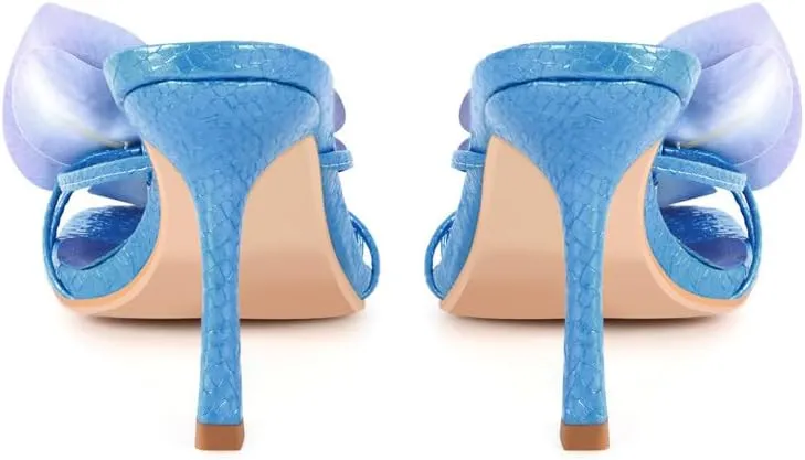 Richealnana Women's Clear Square Toe Sandals Stiletto Heel Slip On Mules Shoes