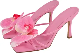 Richealnana Women's Clear Square Toe Sandals Stiletto Heel Slip On Mules Shoes