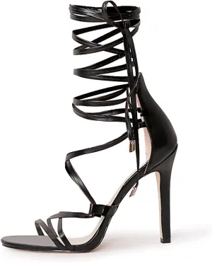 Richealnana Women's Lace Up Gladiator Crisscross Stiletto Heel Strappy Sandals