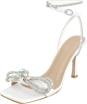 Richealnana Women's Pointed Toe Bowknot Pumps Stiletto High Heel Sandals For Party Prom