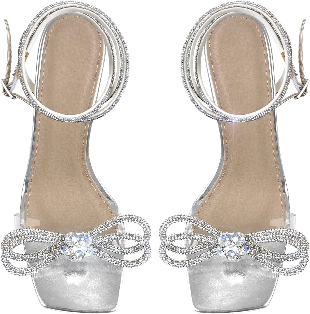 Richealnana Women's Pointed Toe Bowknot Pumps Stiletto High Heel Sandals For Party Prom