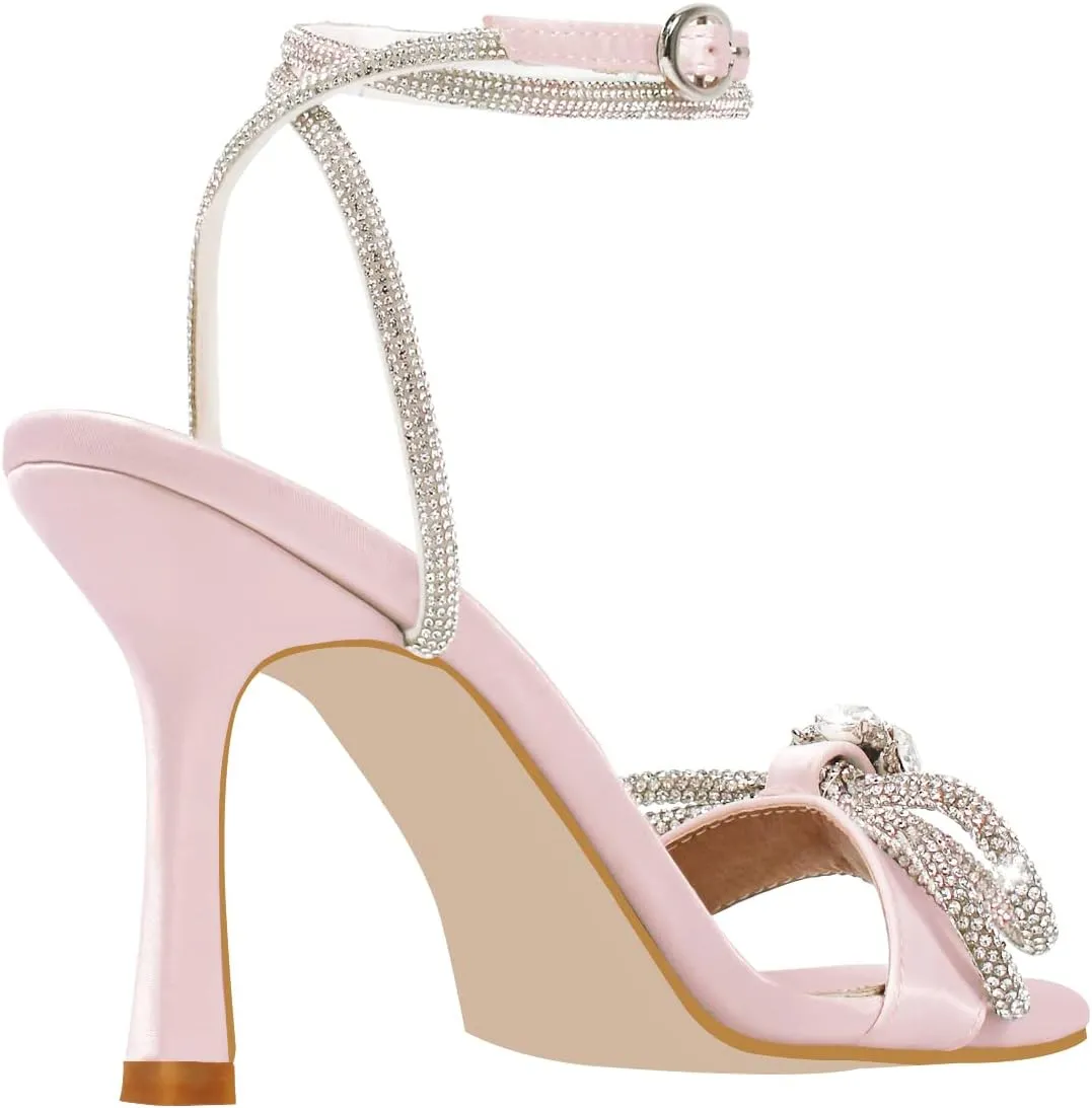 Richealnana Women's Pointed Toe Bowknot Pumps Stiletto High Heel Sandals For Party Prom