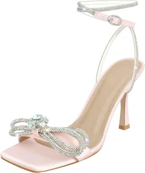 Richealnana Women's Pointed Toe Bowknot Pumps Stiletto High Heel Sandals For Party Prom