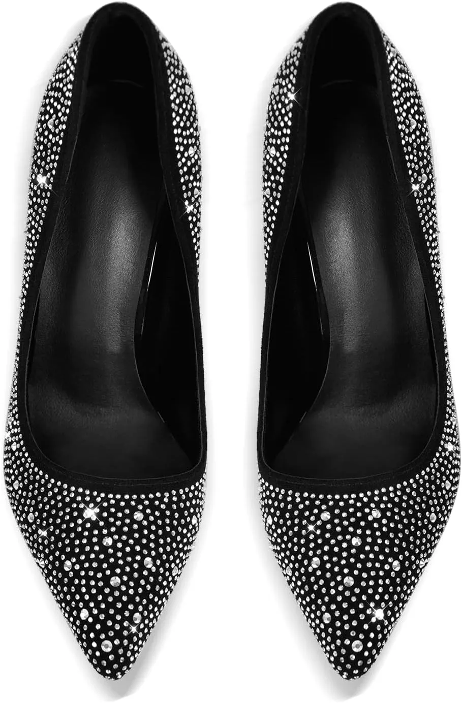 Richealnana Women's Rhinestones Pointed Toe Stiletto High Heel Pumps Slip On