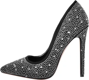 Richealnana Women's Rhinestones Pointed Toe Stiletto High Heel Pumps Slip On
