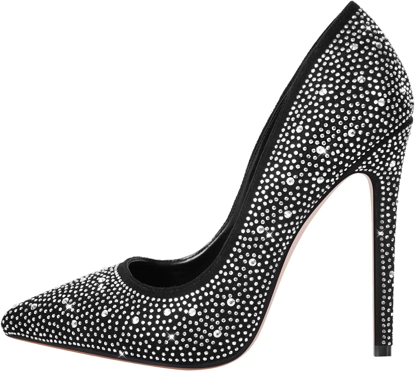 Richealnana Women's Rhinestones Pointed Toe Stiletto High Heel Pumps Slip On