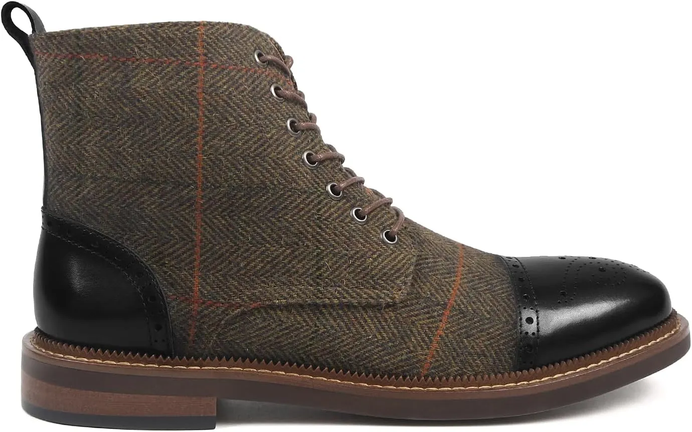 RITIZRN Men's Fashion Dress Boots Oxford Leather Boots Business Casual Comfortable Classic Men's Lace Up Boots