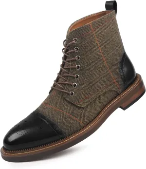 RITIZRN Men's Fashion Dress Boots Oxford Leather Boots Business Casual Comfortable Classic Men's Lace Up Boots