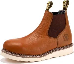 ROCKROOSTER Trinidad Steel Toe Chelsea Boots Men, 6" Slip on Wedge Work Boots, Vibram Expanded Rubber Sole, 100% Leather, Breathable, ASTM F2413-18 M/I/C, VAP2303 VAP2304
