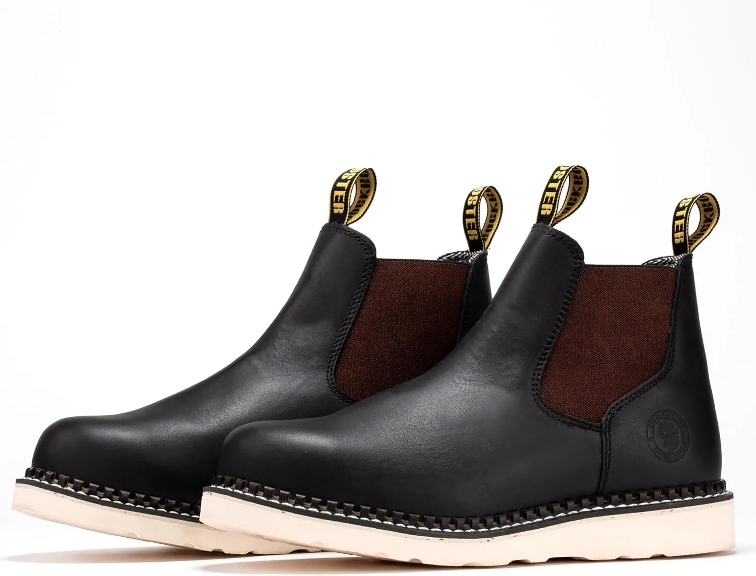ROCKROOSTER Trinidad Steel Toe Chelsea Boots Men, 6" Slip on Wedge Work Boots, Vibram Expanded Rubber Sole, 100% Leather, Breathable, ASTM F2413-18 M/I/C, VAP2303 VAP2304