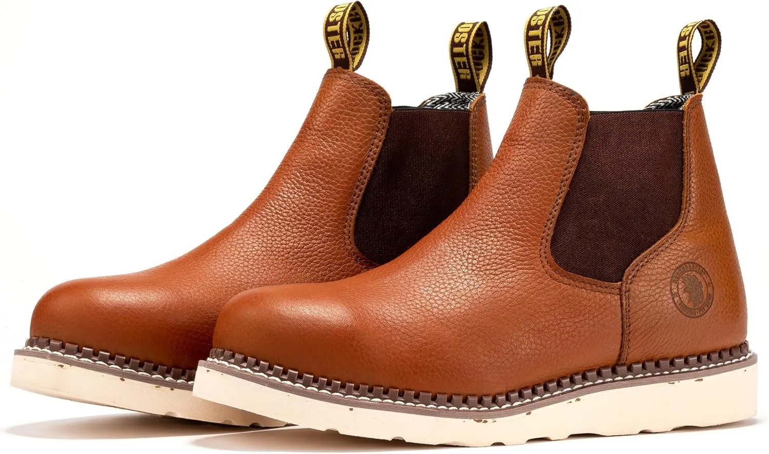 ROCKROOSTER Trinidad Steel Toe Chelsea Boots Men, 6" Slip on Wedge Work Boots, Vibram Expanded Rubber Sole, 100% Leather, Breathable, ASTM F2413-18 M/I/C, VAP2303 VAP2304