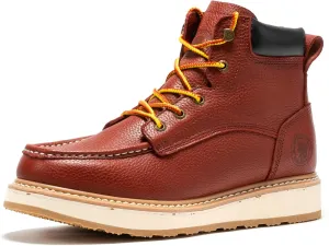 ROCKROOSTER Walker Work Boots for Men, 6" Soft Toe Comfortable Boot, Wedge Sole, Arch Support Anti-Fatigue Boots, Leather Insulated Safety Boot, Electric Hazard AP360
