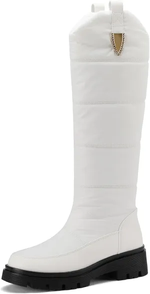 Roimaash Women's Snow Boots Knee High Mid Heel Warm Winter Boots