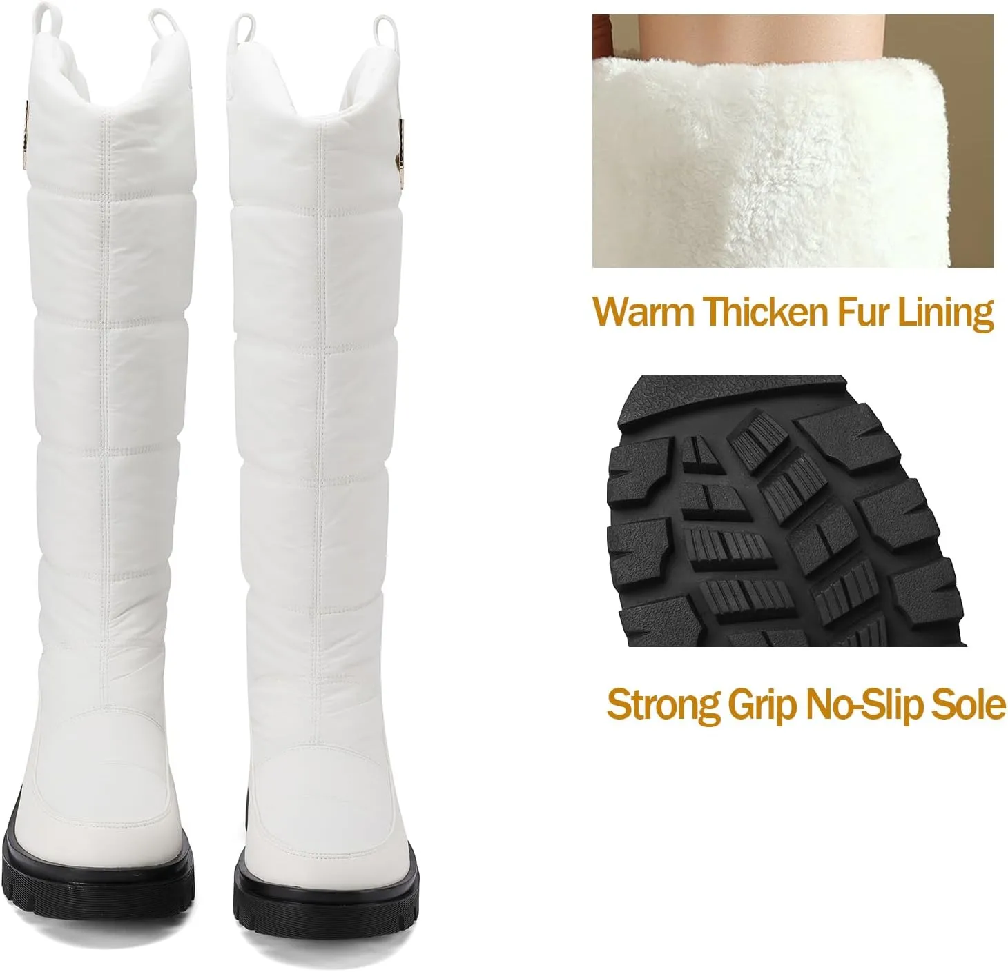 Roimaash Women's Snow Boots Knee High Mid Heel Warm Winter Boots