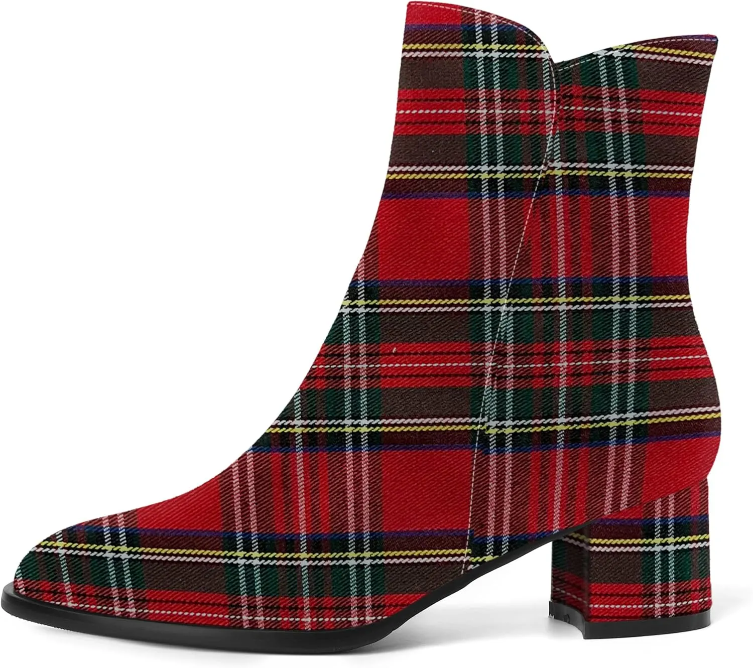 ROSERWISH Womens Round Toe Fashion Fall and Winter Side Zip Casual Patent Chunky Low Heel Ankle High Boots 2 Inch