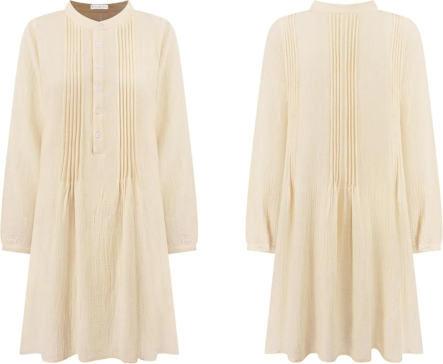 R.Vivimos Women's Tunic Dress Fall Cotton Button Down Long Sleeves Casual Mini Shirt Dress